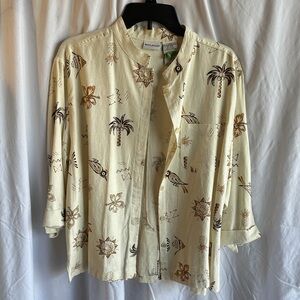 White Stag Tropical Print Button-Up Linen Shirt
